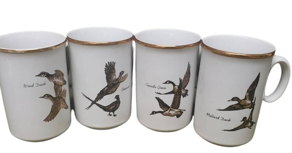 Vintage Gaming Bird Coffee Mugs • Goose Mallard Duck Pheasant • Made In England